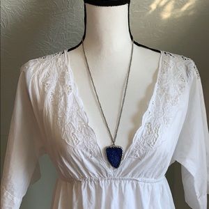 V cut White Cotton Blouse